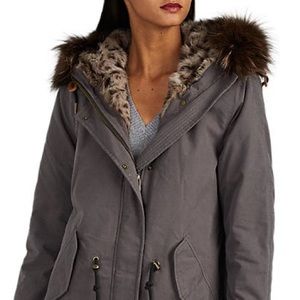Barneys New York Fur Lined Trimmed Coat Jacket NWT